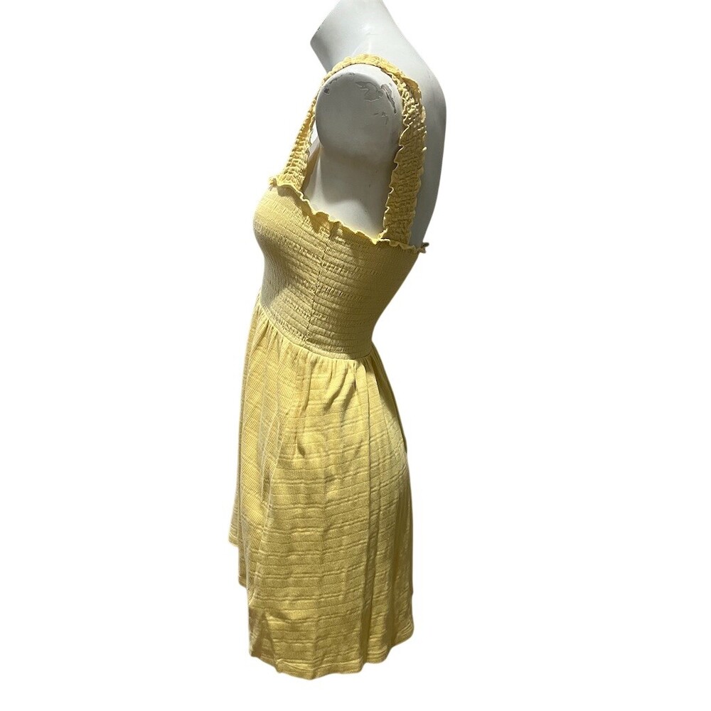 Roxy Sundress Womens Size M Yellow Smocked Ruffle Strap Square Neck Mini - Picture 9 of 9